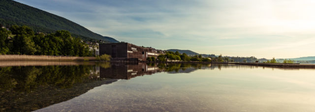 Plan d'eau indiquant le niveau du lac de Neuchâtel avant la correction des eaux du Jura - Laténium, Quentin Bacchus